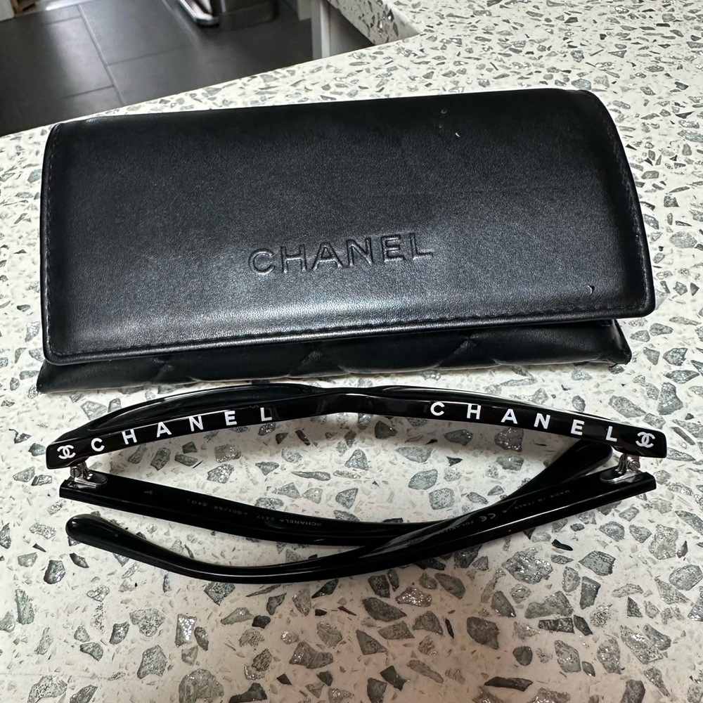 CHANEL Square Black Sunglasses Lenses: Grey, polarized (used but come with case)